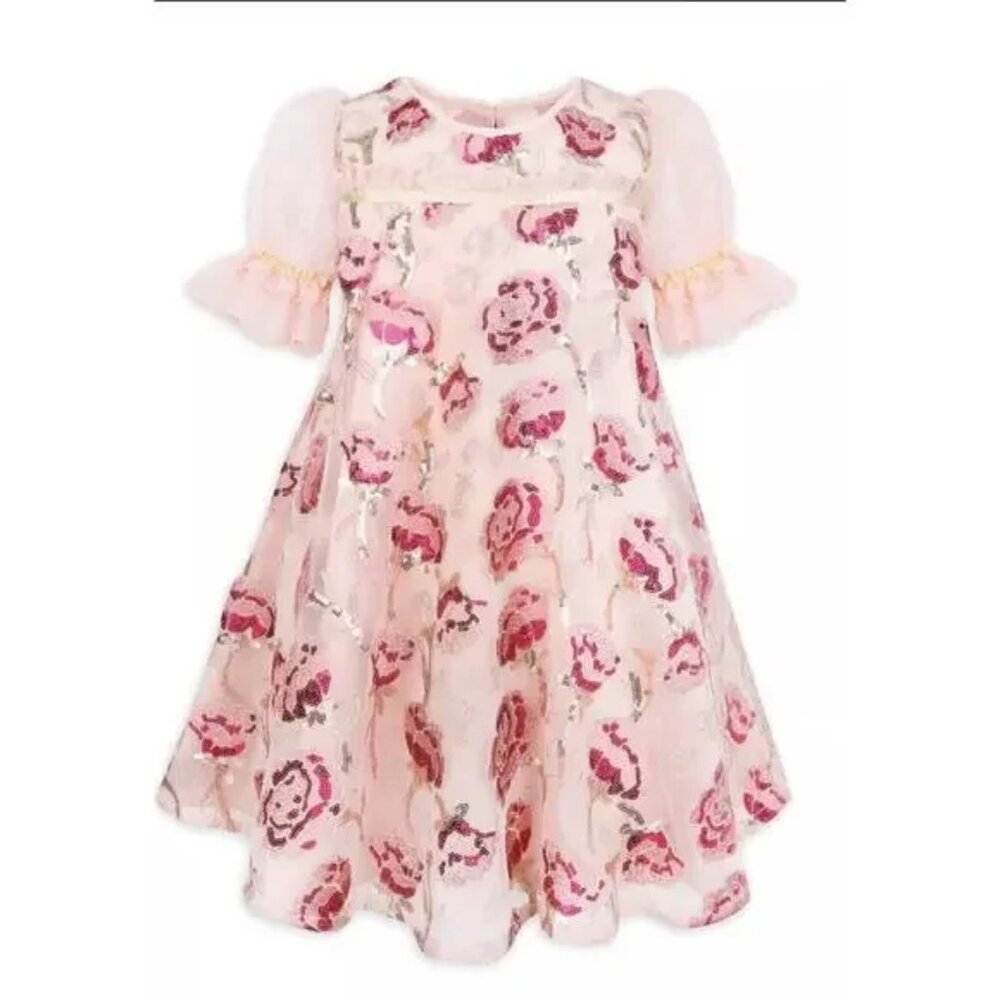 DISNEY STORE BEAUTY AND THE BEAST BELLE PRINCESS DRESS Sequin Roses NWT SOLD OUT